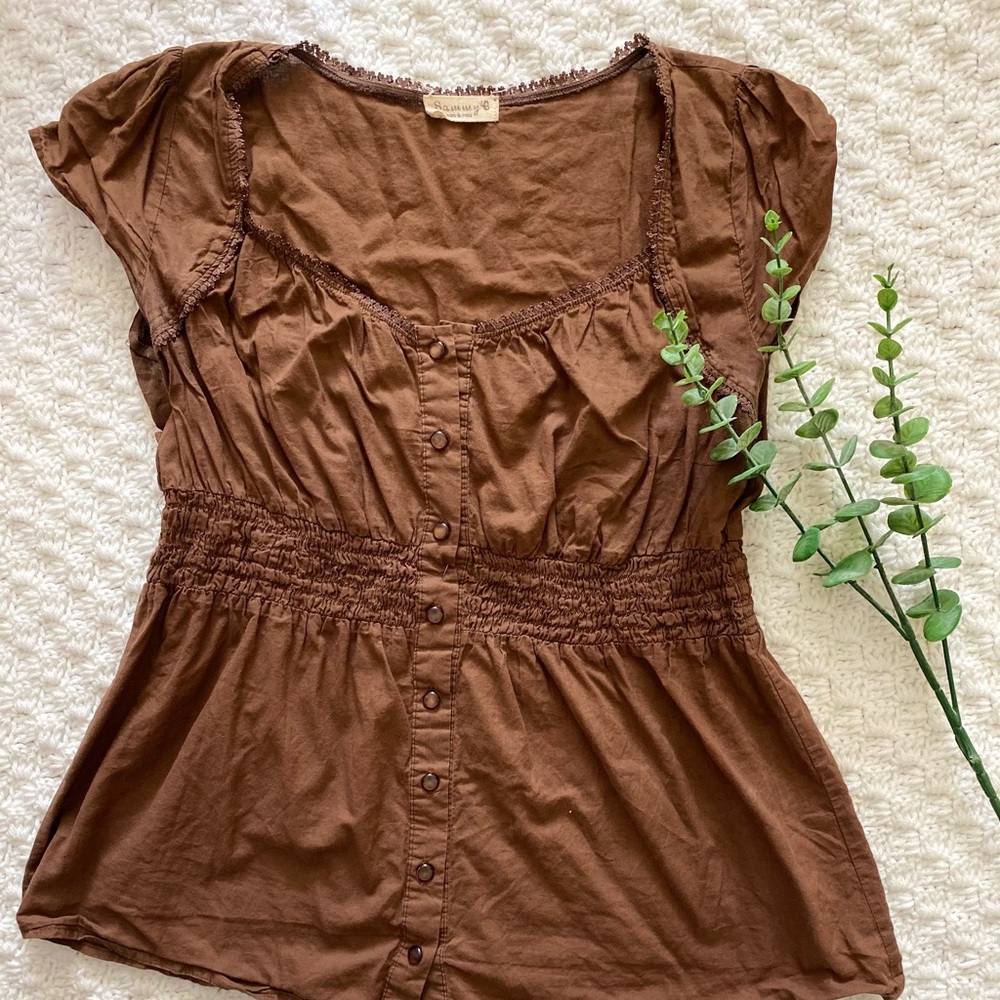 3 for $25! Brown peasant top
